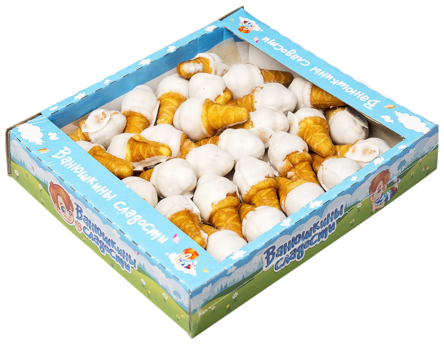 Печенье Ванюшкины Сладости Мороженка в белой глазури сдобное 380г