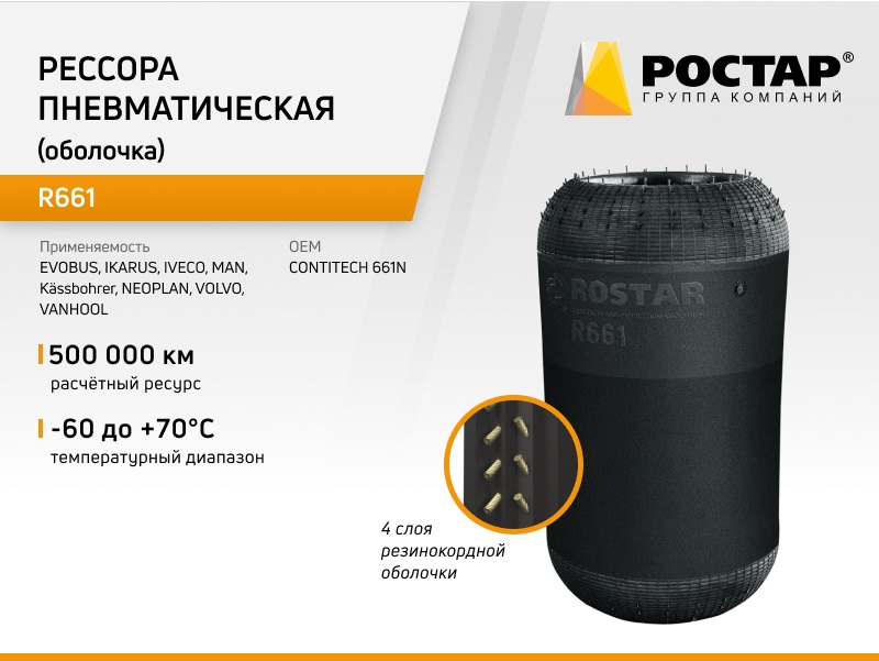 R661_Пневмоподушка Оболочка 661N ROSTAR r661