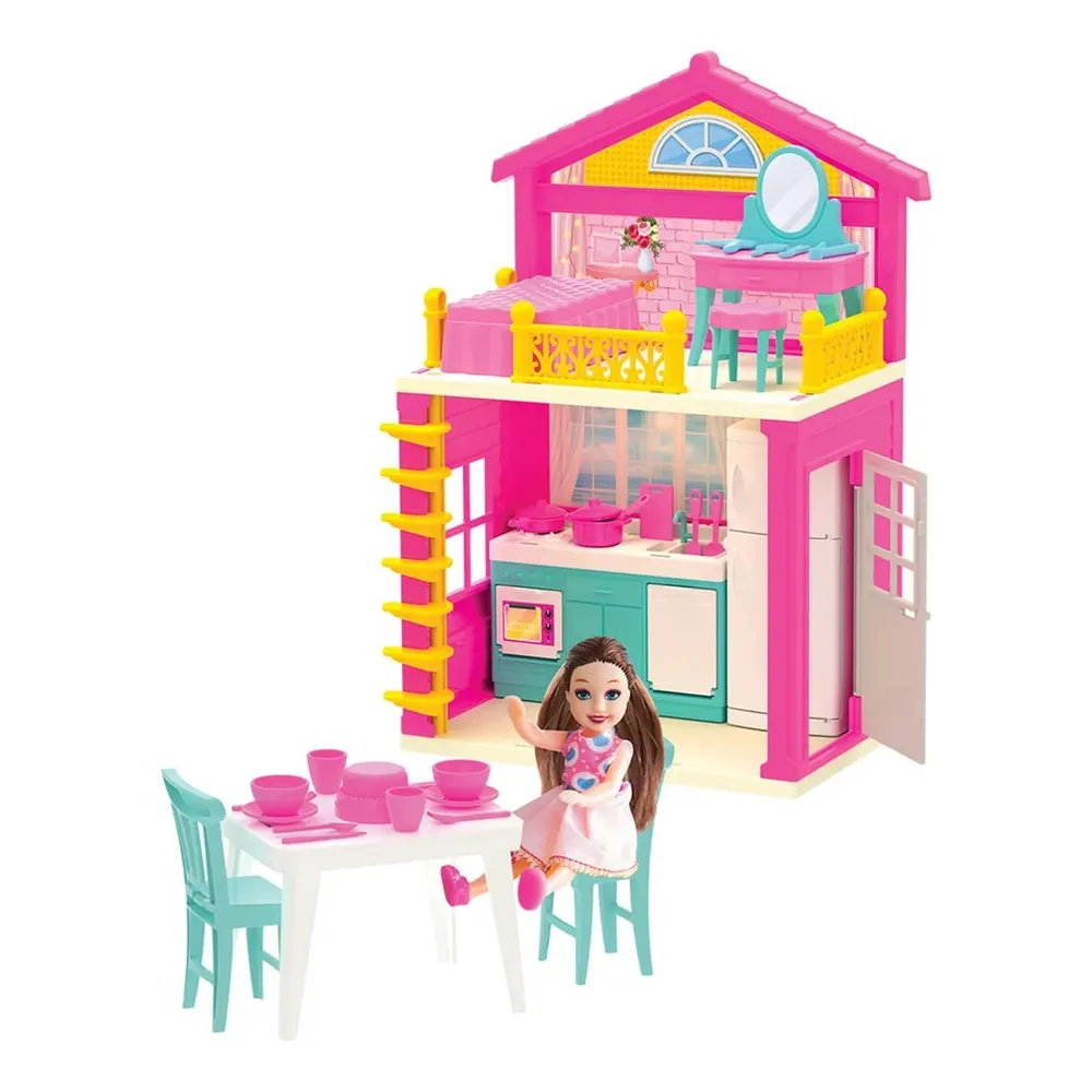 

Дом для куклы DeDe Lola's house 2 floors с куклой, Розовый