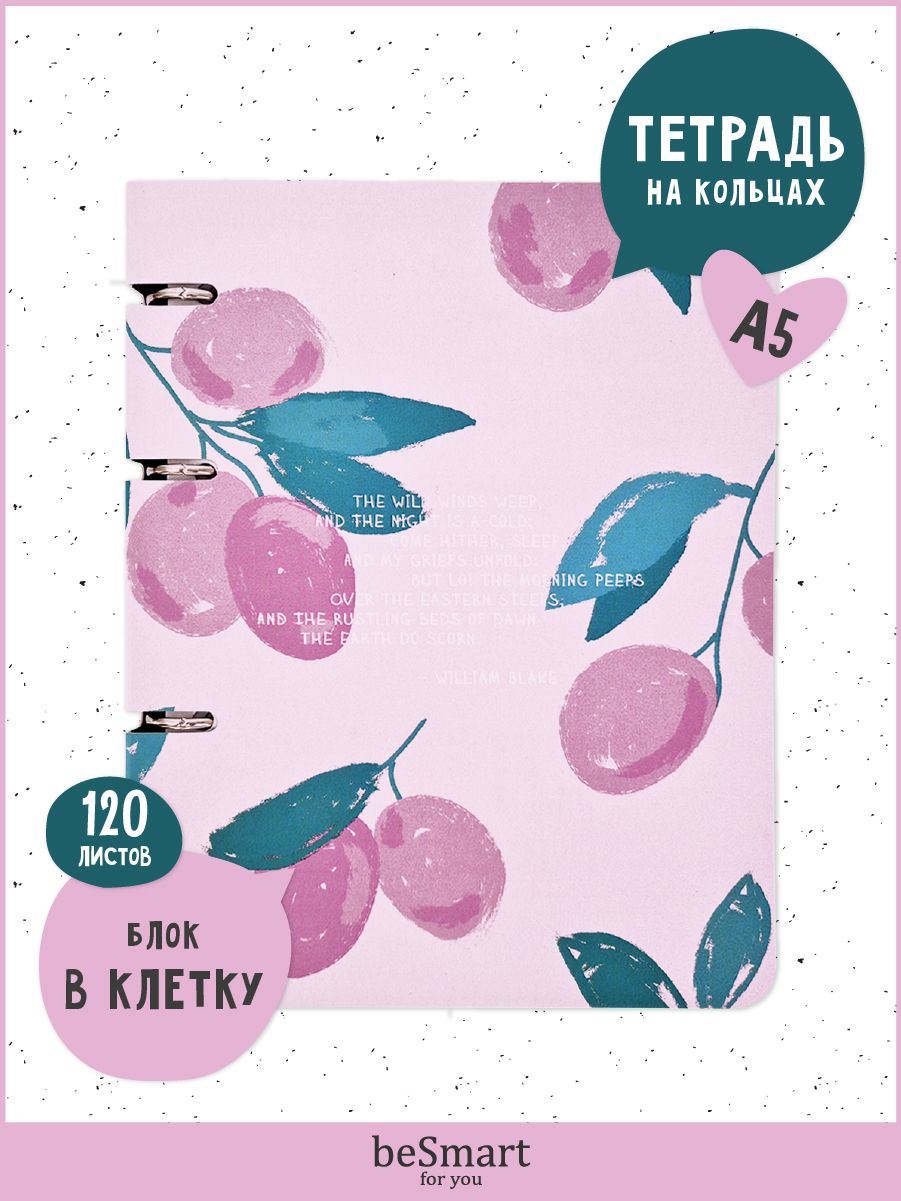 

Тетрадь beSmart Pastel на кольцах, А5 формат 120 листов, BSТ120КА5-1