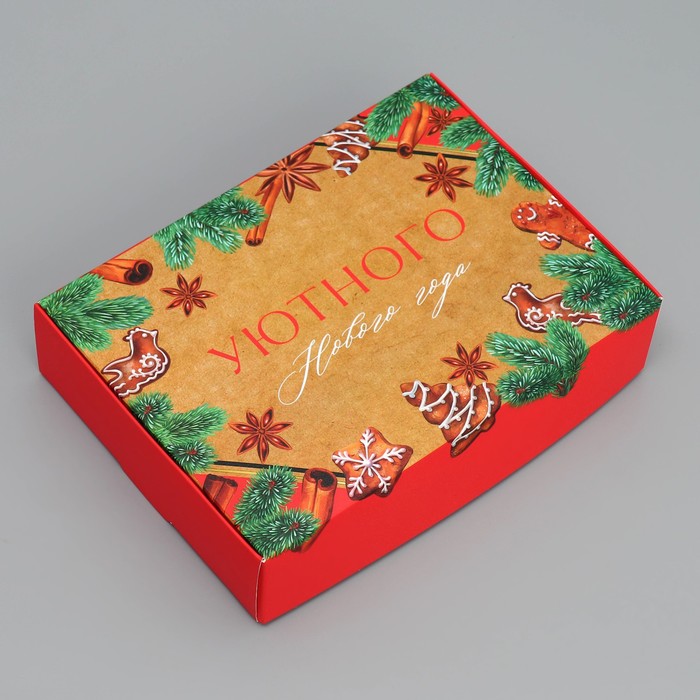 

Коробка складная Дарите Счастье Уютного нового года 21 x 15 x 5 см, Разноцветный