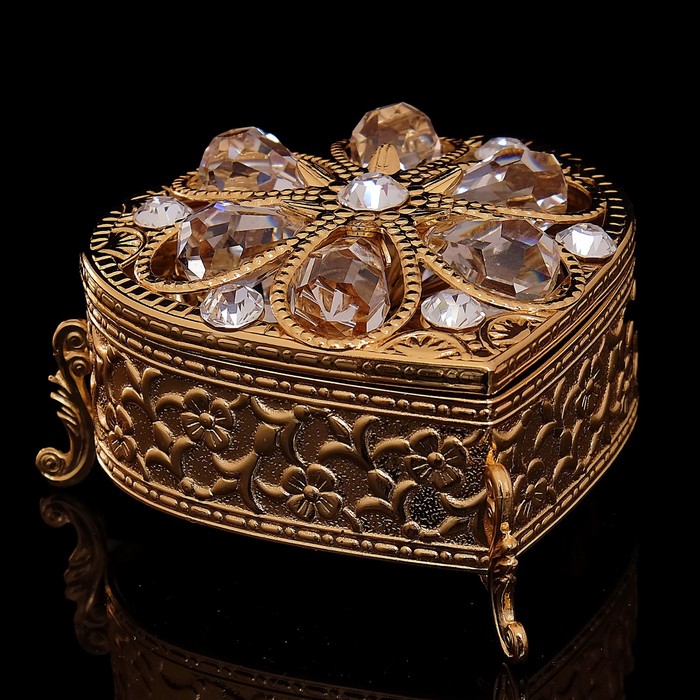 

Шкатулка 'Грация', с бархатом, 6,8x6,2x46 см, с кристаллами, Золотистый