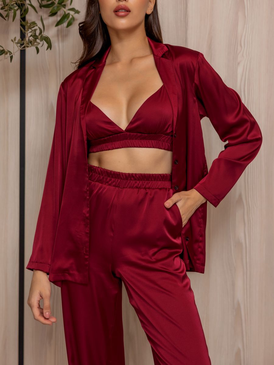 

Пижама женская Mimi Pajamas Brand 100018 бордовая 40-42 RU, Бордовый, 100018