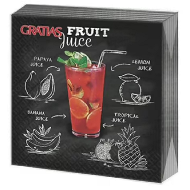 фото Салфетки бумажные gratias fruit juice трехслойные 24 х 24 см 20 шт