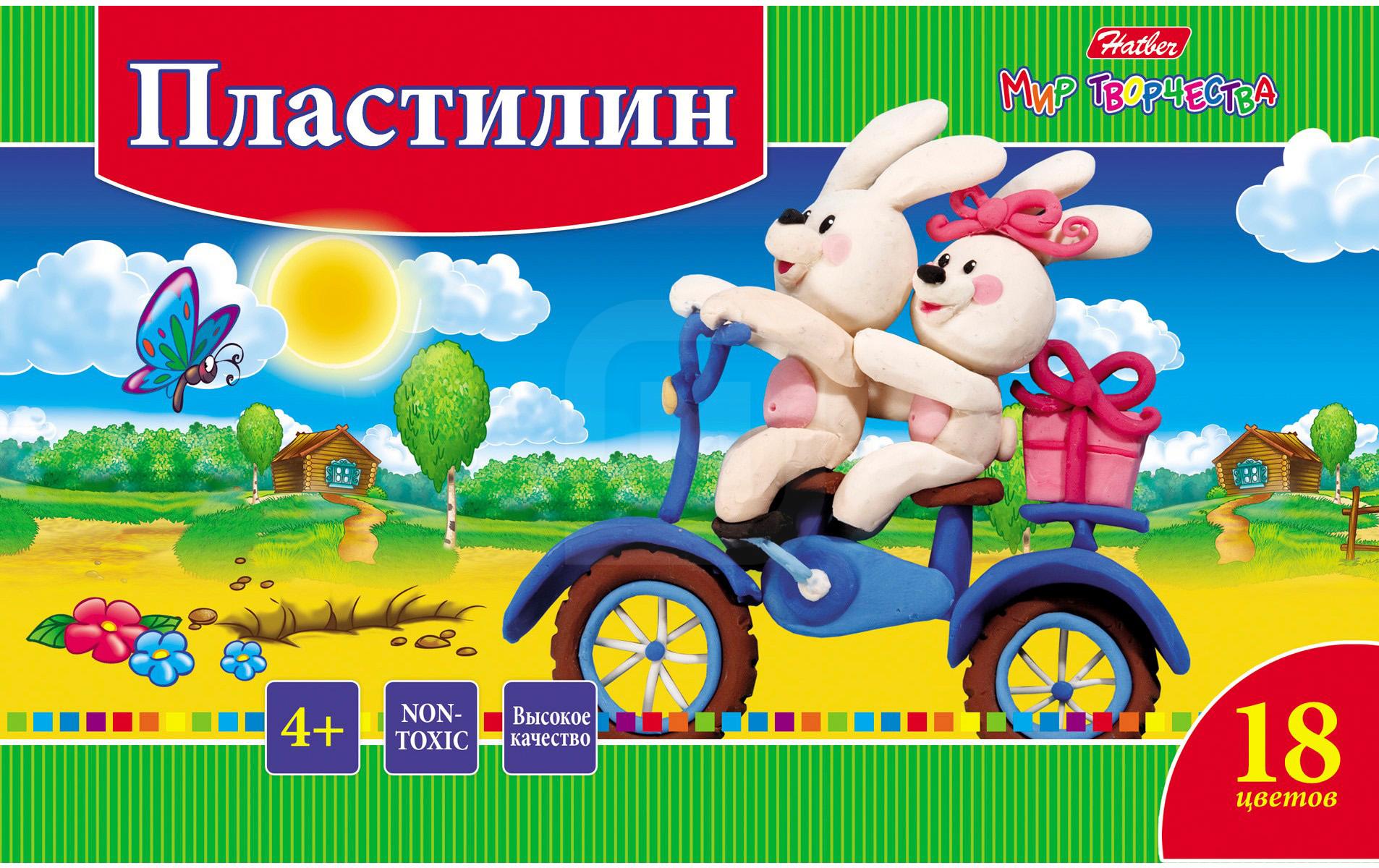 

Пластилин Hatber 18 цветов со стеком