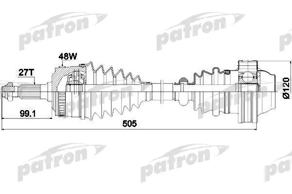 

Полуось лев/прав MB: Vito 2.2CDi 99-03 +ABS PATRON PDS0185