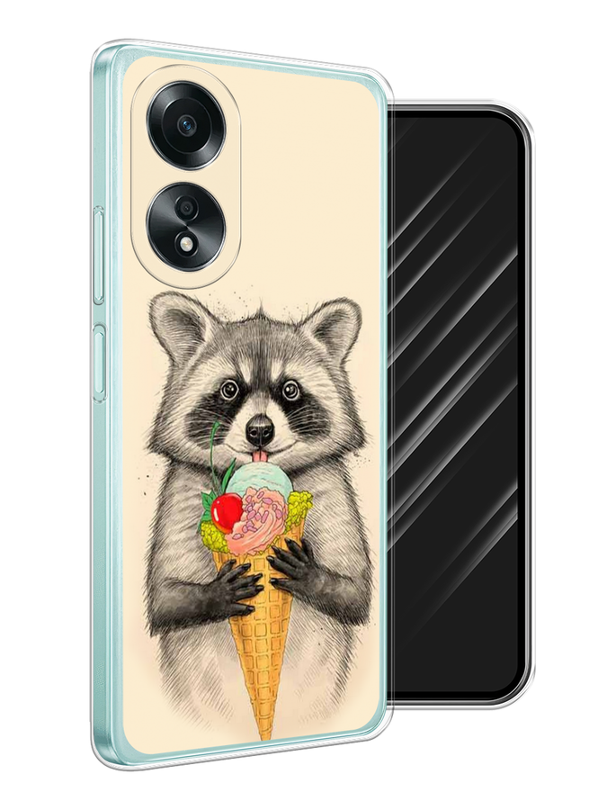 

Чехол Awog на Oppo A58 4G "Енот с мороженым", Бежевый;серый, 2514950-1