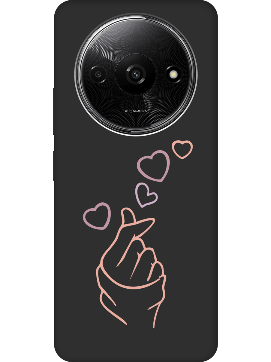 

Силиконовый чехол на Xiaomi Redmi A3 с рисунком "K-Heart" Soft Touch черный, Черный;розовый;фиолетовый, 20012119
