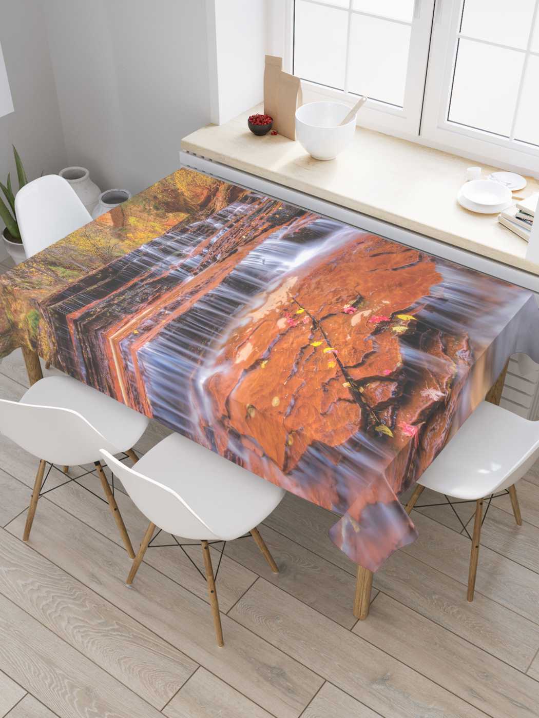 

Скатерть прямоугольная JoyArty "Водопадная фантазия" из оксфорда, 180x145 см, Коричневый, Водопадная фантазия