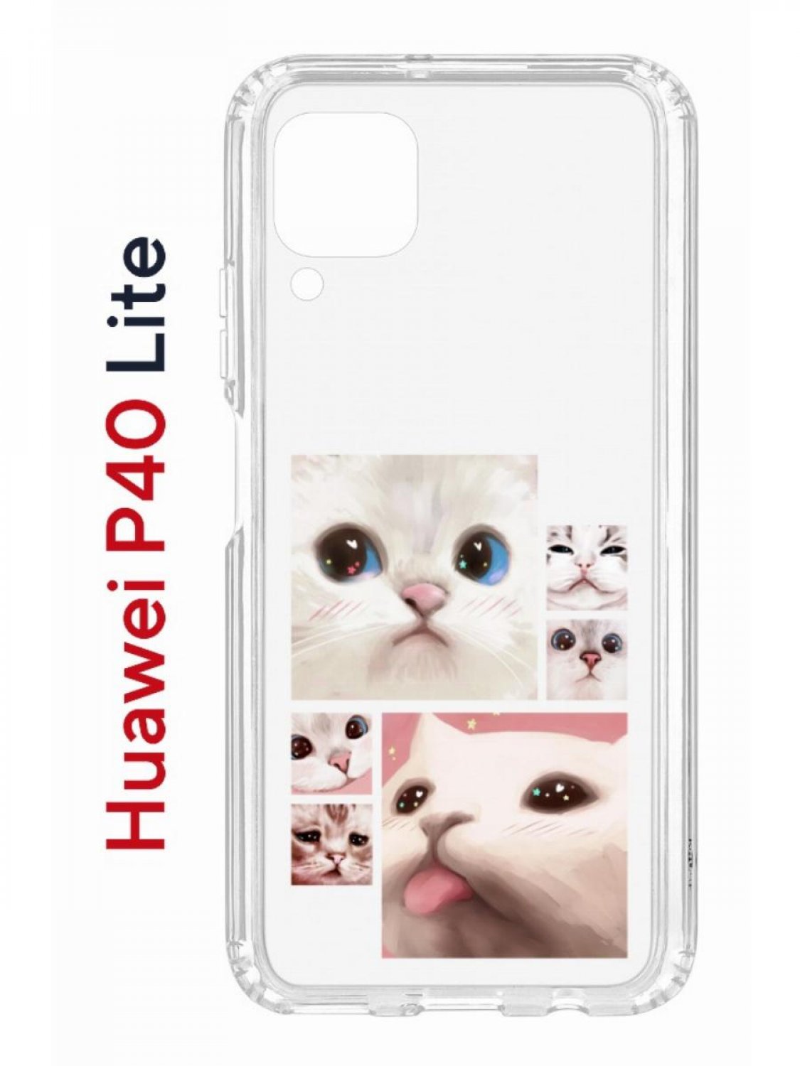 фото Чехол на huawei p40 lite с принтом kruche print коты, противоударный бампер кruче