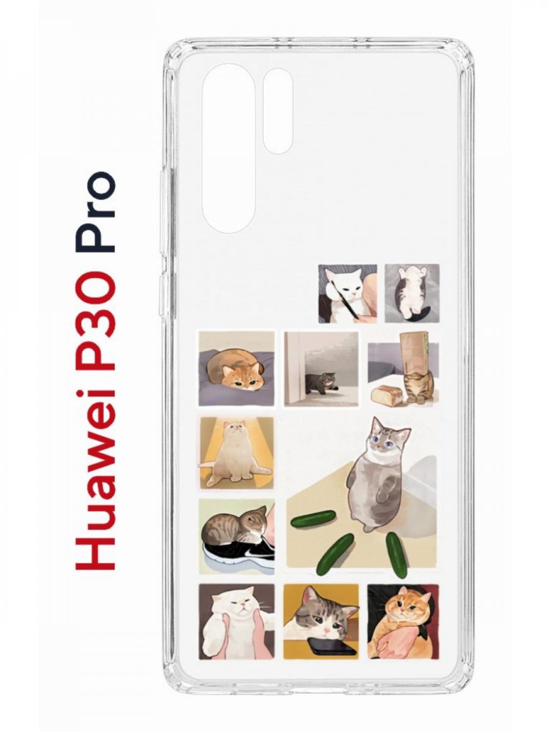 Чехол на Huawei P30 Pro с принтом Kruche Print Коты-Мемы, противоударный бампер
