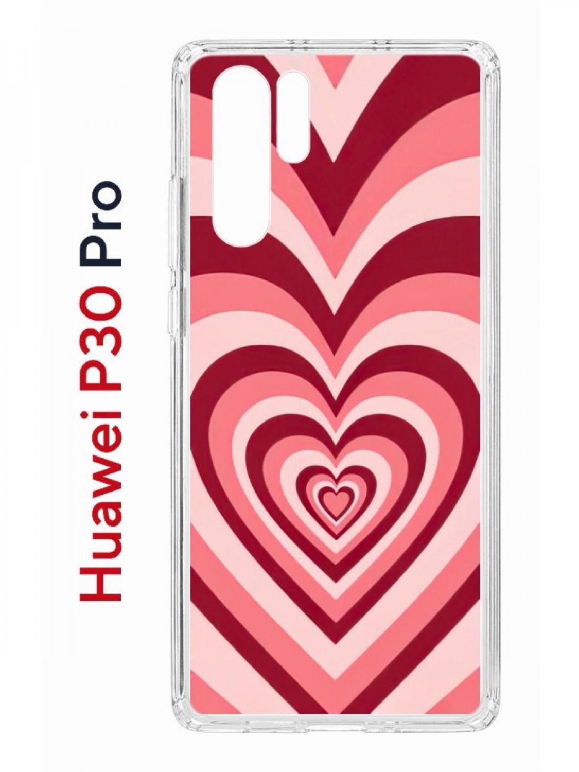 

Чехол на Huawei P30 Pro с принтом Kruche Print Сердце, противоударный бампер, Прозрачный;красный;розовый;бежевый, Хуавей п30 Про