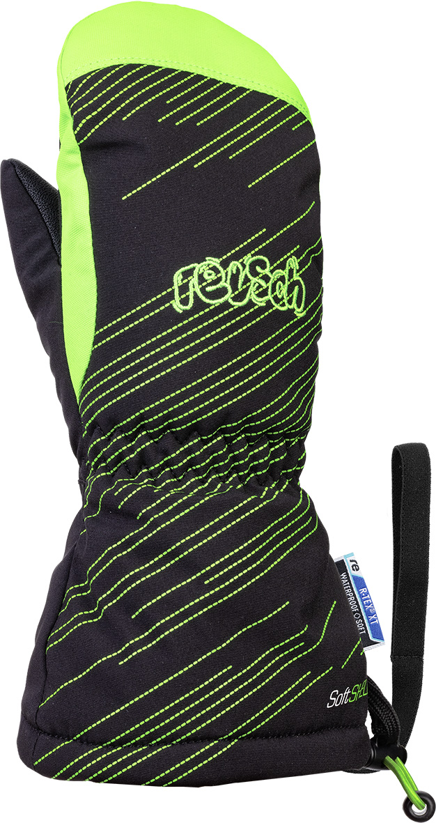 фото Варежки детские reusch 2021-22 maxi r-tex xt mitten black/green gecko р.13,5-14