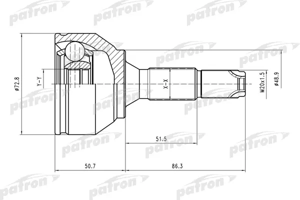 

ШРУС наружн к-кт 21x49x20 CITROEN: C2 03- PATRON PCV1561