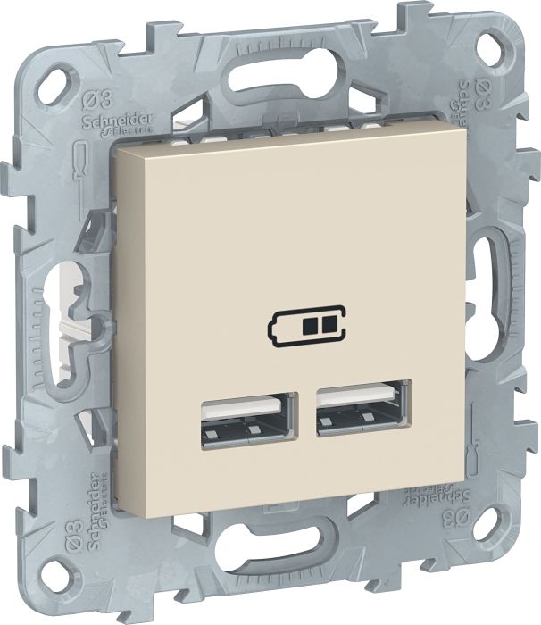 

Розетка USB, 2-местная, тип А+А, 5 В / 2100 мА, бежевый UNICA NEW, NU541844, UNICA