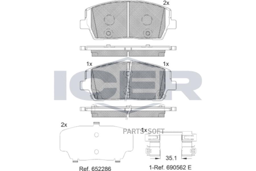 

Колодки Торм.Дисковые Передние Kia Sorento Iii (Um) Suv 01.2015- Hyundai Santa Fe Iv (Tm T