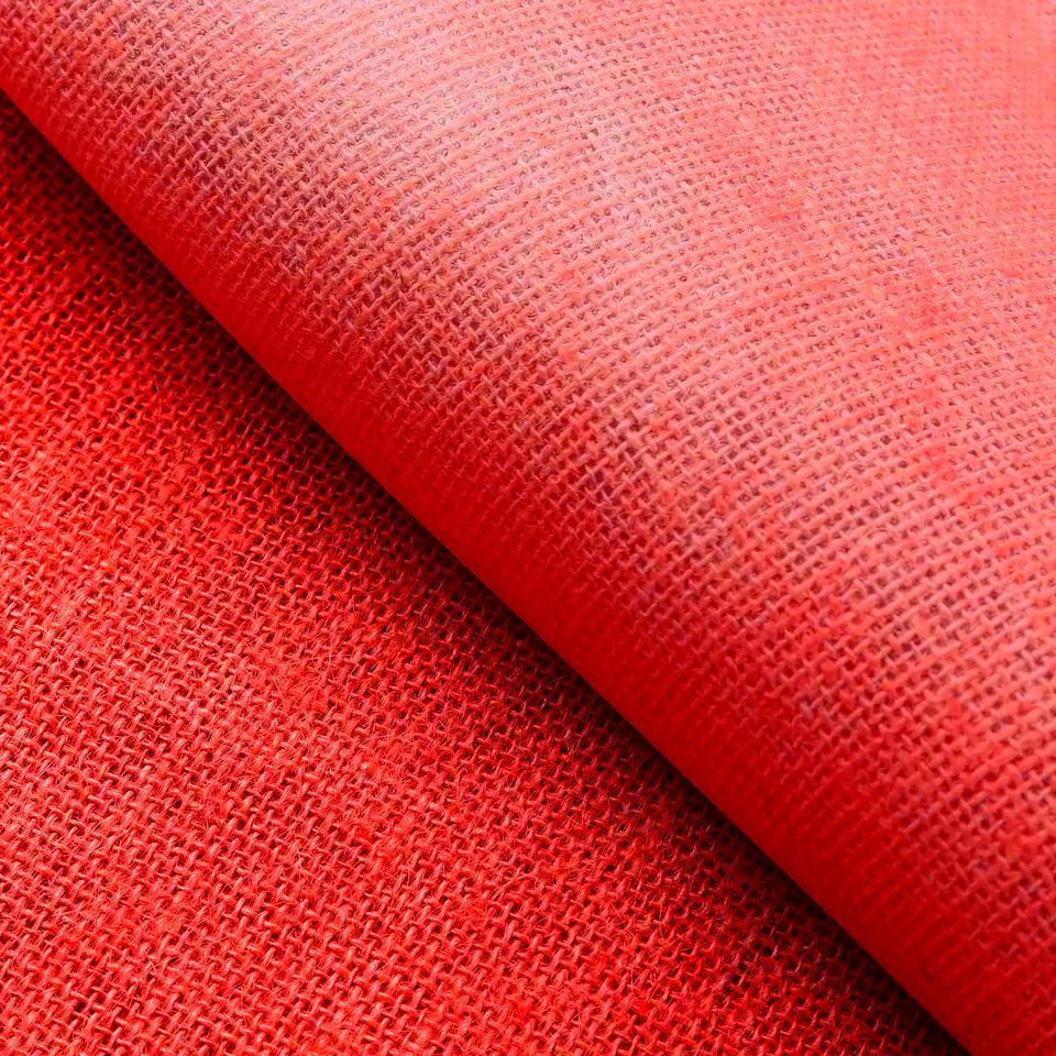Ткань джутовая ламинированная Kraftcom, 300гр/м, 0.67м х 2м, цвет - красный