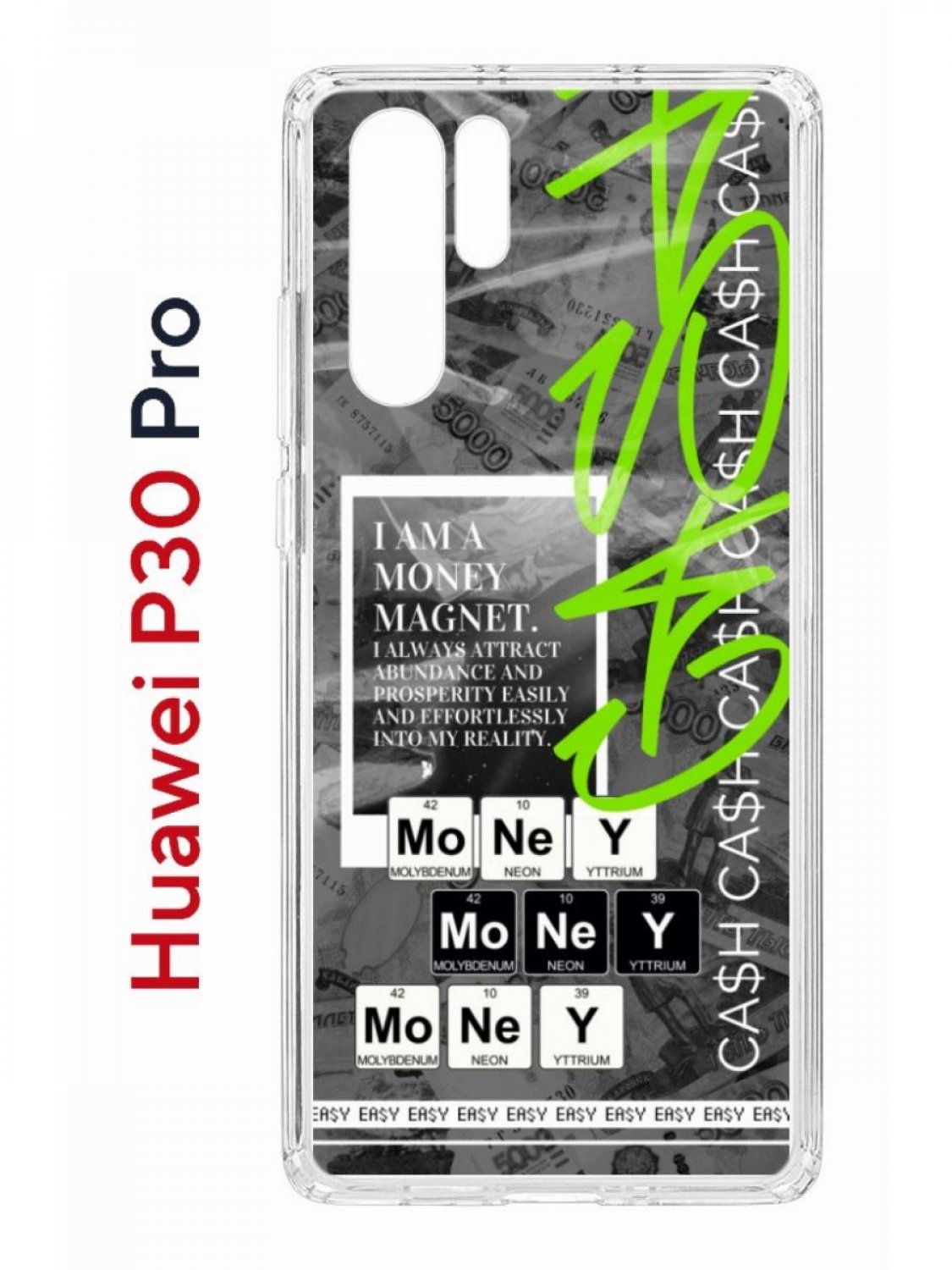 Чехол на Huawei P30 Pro с принтом Kruche Print Money Easy, противоударный бампер
