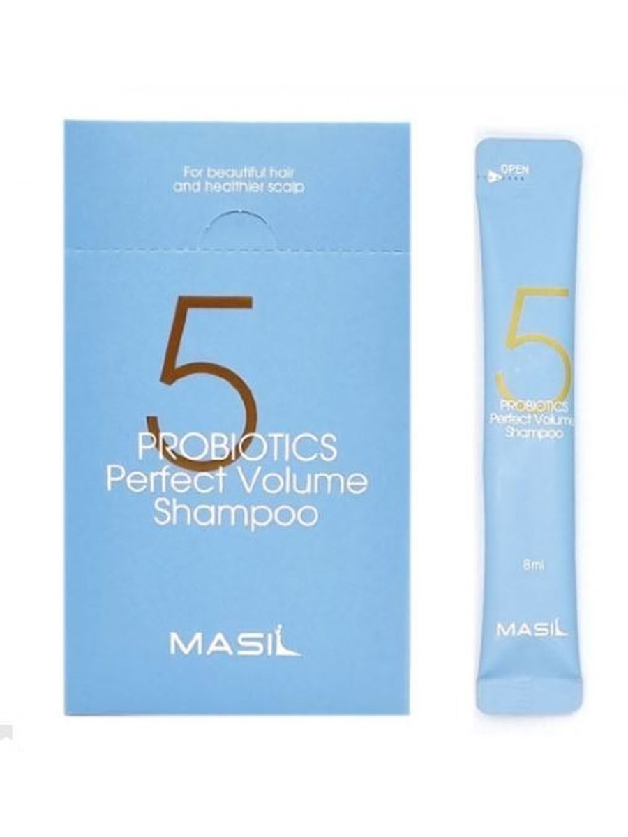 Шампунь Masil 5 Probiotics Perfect Volume Shampoo для объема волос с пробиотиками 20 шт бессульфатный шампунь с пробиотиками и яблочным уксусом 5 probiotics apple vinegar shampoo шампунь 20 8мл