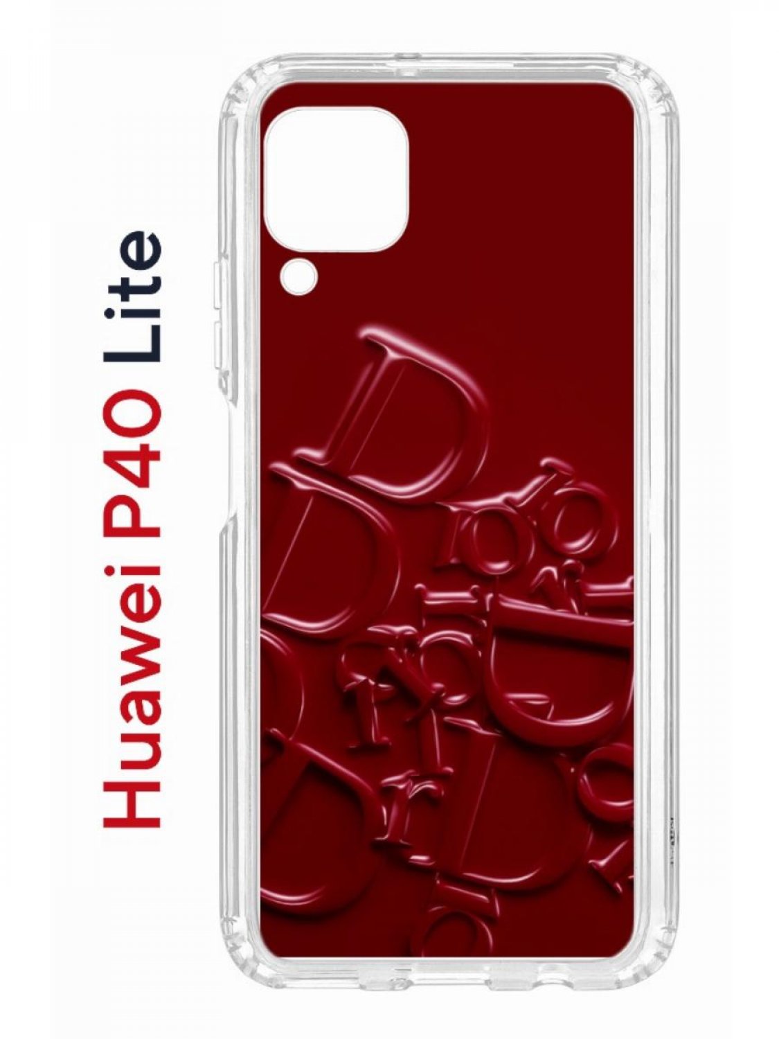 

Чехол на Huawei P40 Lite с принтом Kruche Print Dior, противоударный бампер, Прозрачный;бордовый;красный, Хуавей П40 Лайт