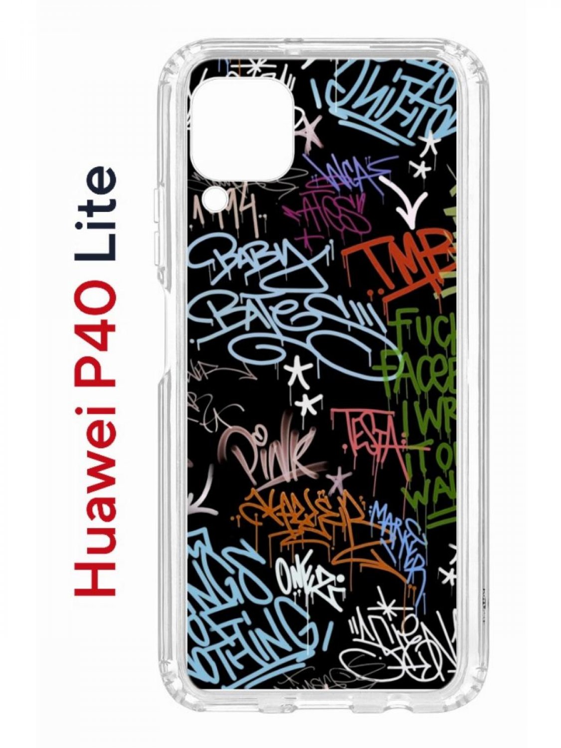 фото Чехол на huawei p40 lite с принтом kruche print граффити, противоударный бампер кruче