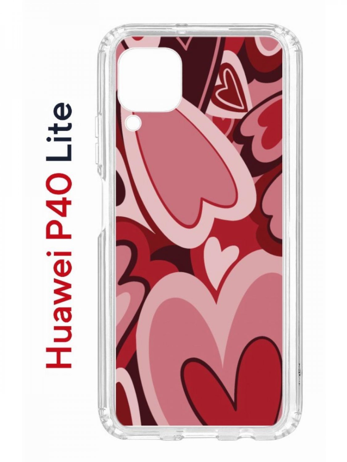 

Чехол на Huawei P40 Lite с принтом Kruche Print Сердечки, противоударный бампер, Прозрачный;красный;бордовый;коричневый, Хуавей П40 Лайт