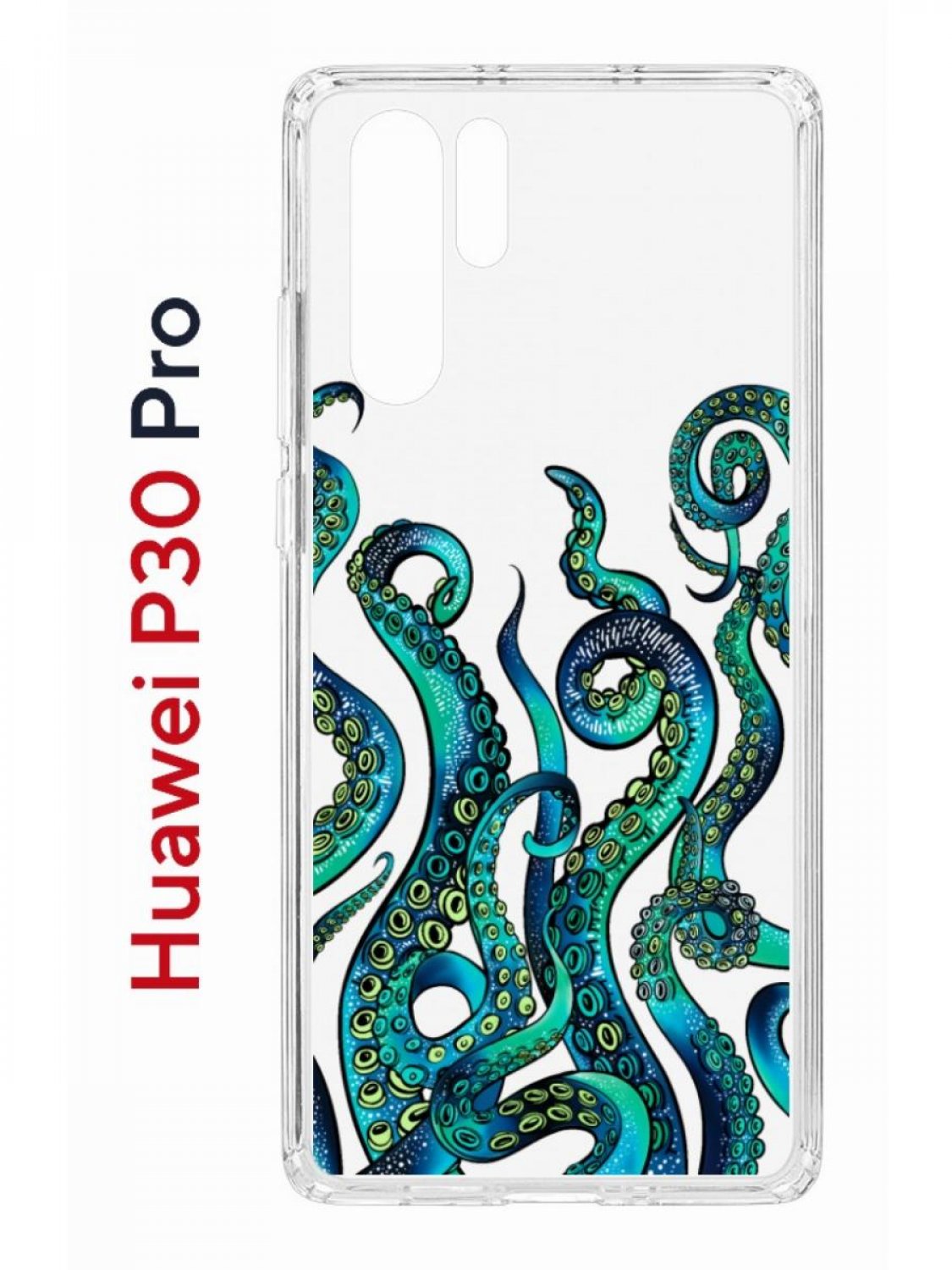 

Чехол на Huawei P30 Pro с принтом Kruche Print Щупальца, противоударный бампер, Прозрачный;зеленый;синий;желтый, Хуавей п30 Про