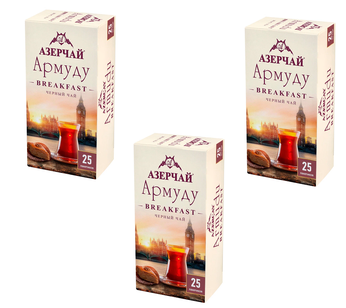 Чай черный Azercay в пакетиках Armudu Breakfast, 25 пак х 1,6 г х 2 шт