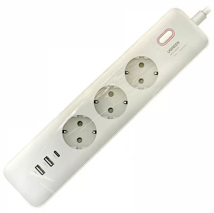 фото Сетевой фильтр ugreen cd286 power strip, белый, 25357