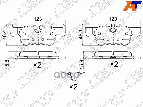 

Колодки Тормозные Зад Bmw X1 F48 16-/X2 F39 17- 1Шт SAT ST34216859917
