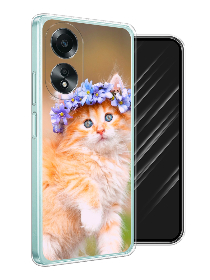 

Чехол Awog на Oppo A58 4G "Рыжий кот в венке", Коричневый;синий, 2514950-1
