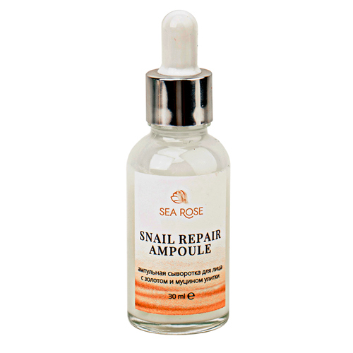 фото Ампульная сыворотка для лица snail repair ampoule с золотом и муцином улитки sea rose 30мл