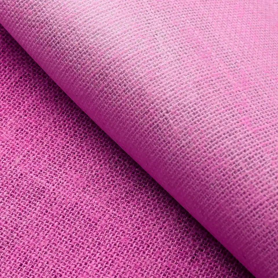 Ткань джутовая ламинированная Kraftcom, 300гр/м, 0.67м х 5м, цвет - розовый