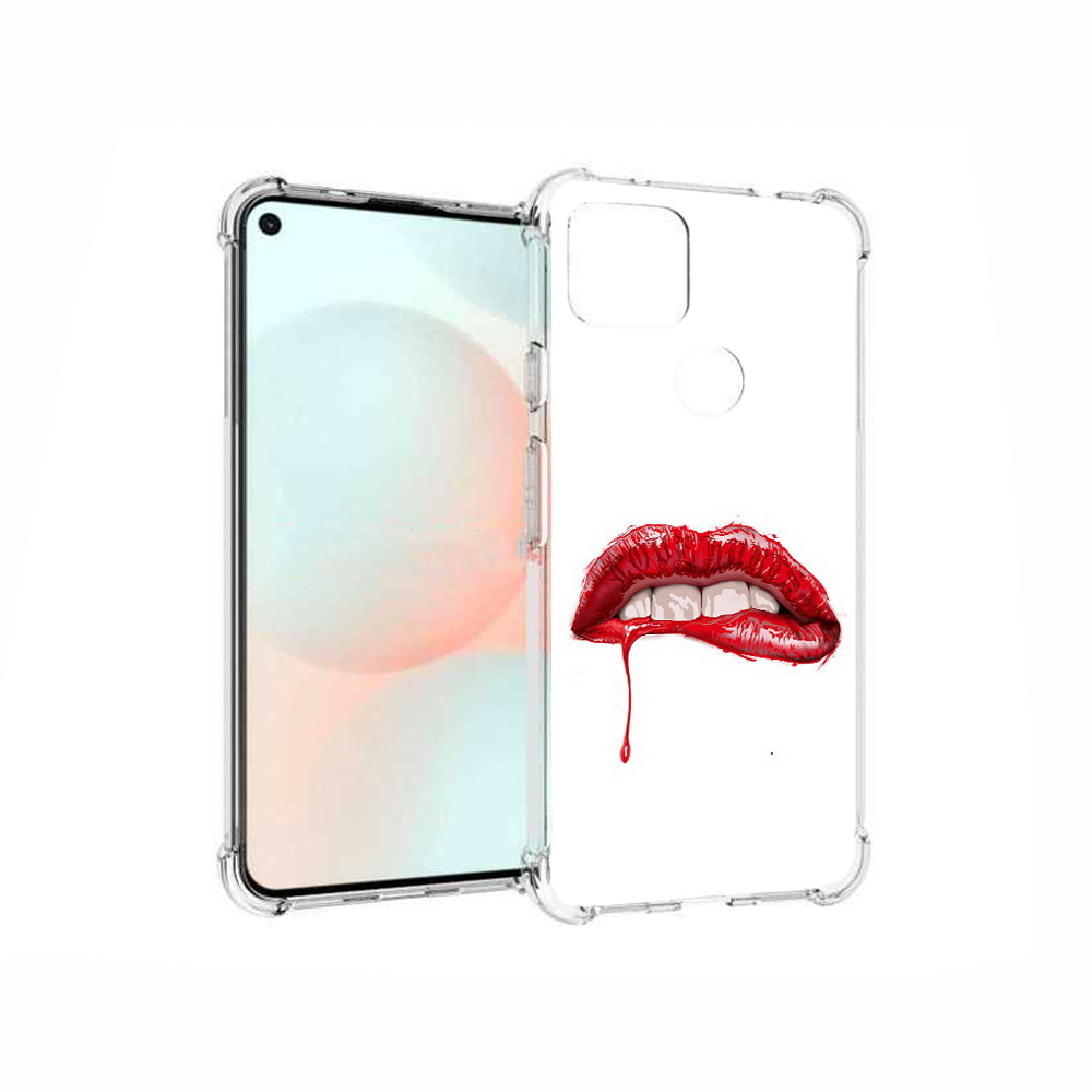 

Чехол MyPads Tocco для Google Pixel 5A яркие красные губы, Прозрачный, Tocco