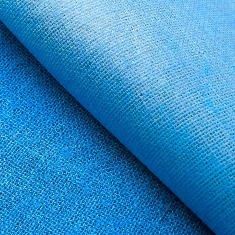 Ткань джутовая ламинированная Kraftcom, 300гр/м, 0.67м х 5м, цвет - голубой