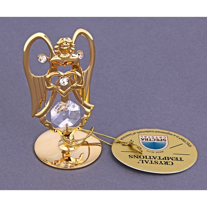 

Сувенир Ангел 3,5x3,2x6,5 см с кристаллами, Золотистый