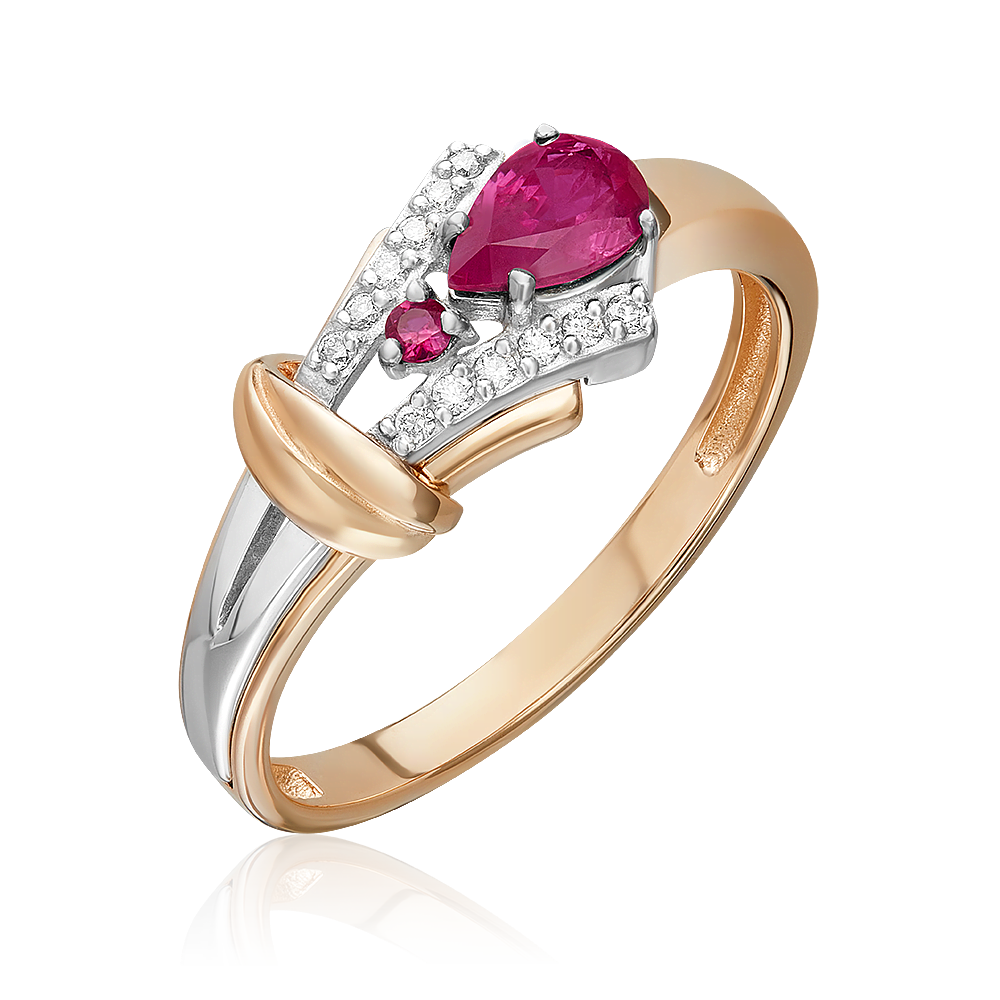 

Кольцо из золота р.  PLATINA jewelry 01-5727-00-107-1111, рубин/бриллиант, 01-5727-00-107-1111