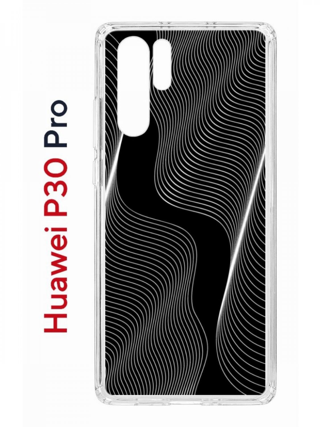 Чехол на Huawei P30 Pro с принтом Kruche Print Line black, противоударный бампер