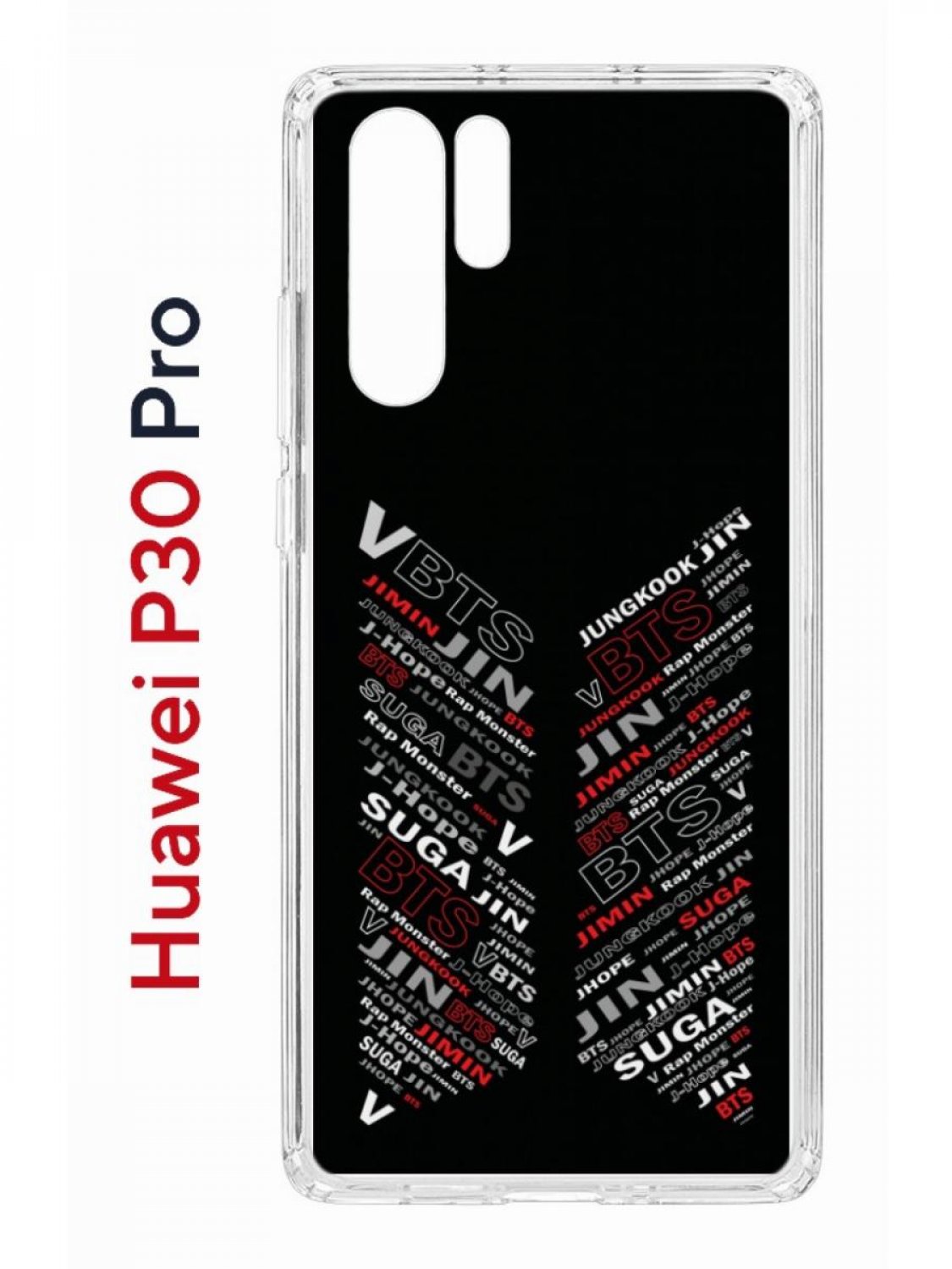 Чехол на Huawei P30 Pro с принтом Kruche Print BTS, противоударный бампер