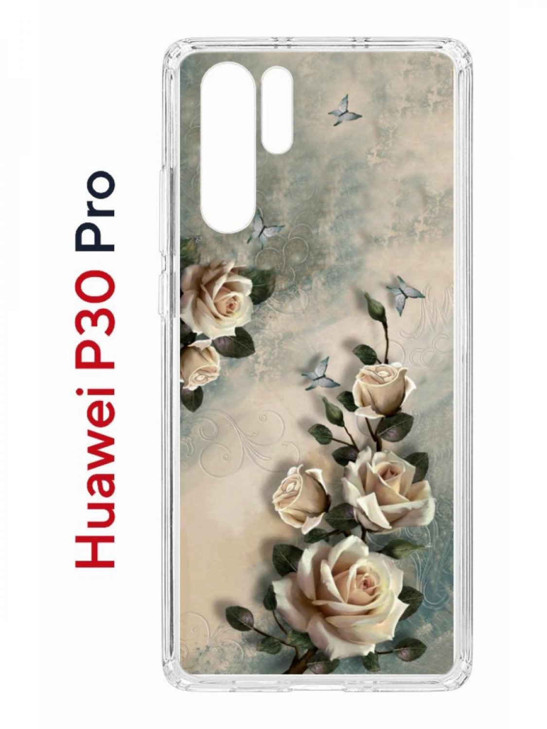 фото Чехол на huawei p30 pro с принтом kruche print белая роза, противоударный бампер кruче