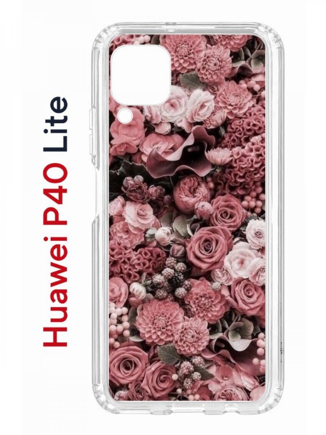 фото Чехол на huawei p40 lite с принтом kruche print цветы, противоударный бампер кruче