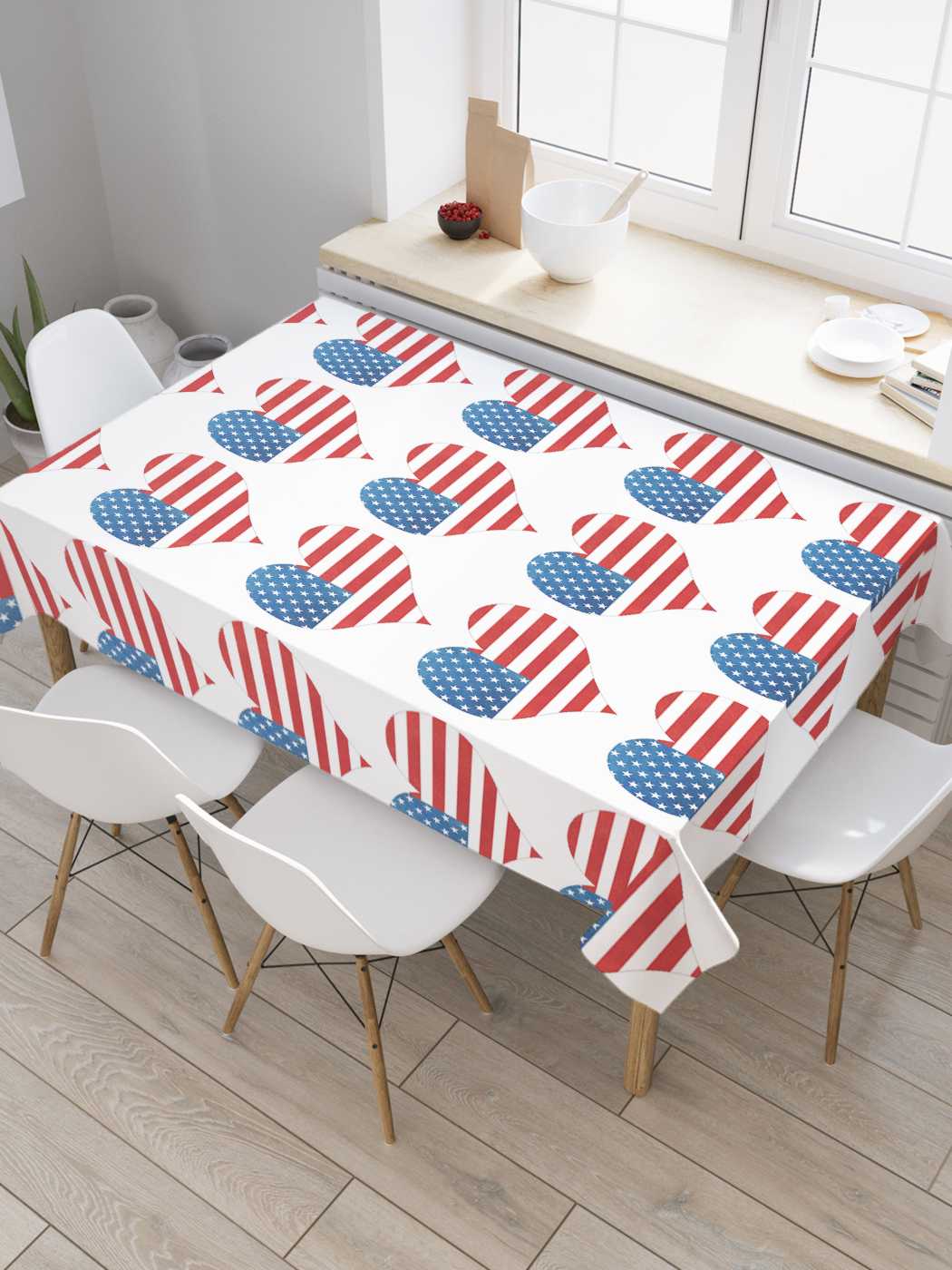 

Скатерть прямоугольная JoyArty "Американские сердца" из оксфорда, 180x145 см, Синий, Американские сердца