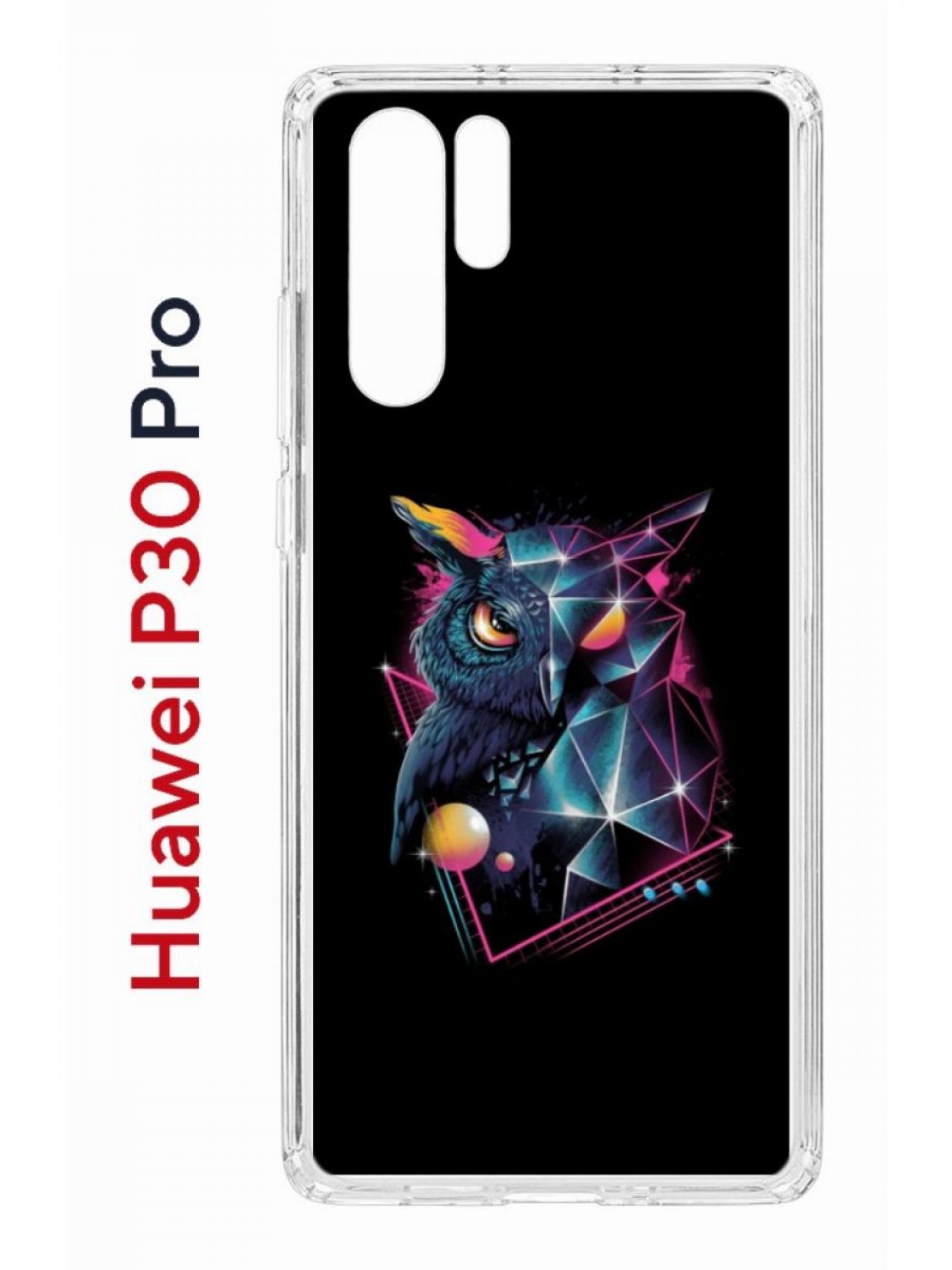 фото Чехол на huawei p30 pro с принтом kruche print retro owl, противоударный бампер кruче