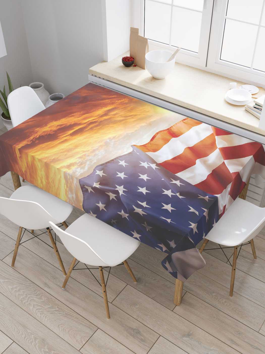 

Скатерть прямоугольная JoyArty "Государственный флаг" из оксфорда, 180x145 см, Синий, Государственный флаг