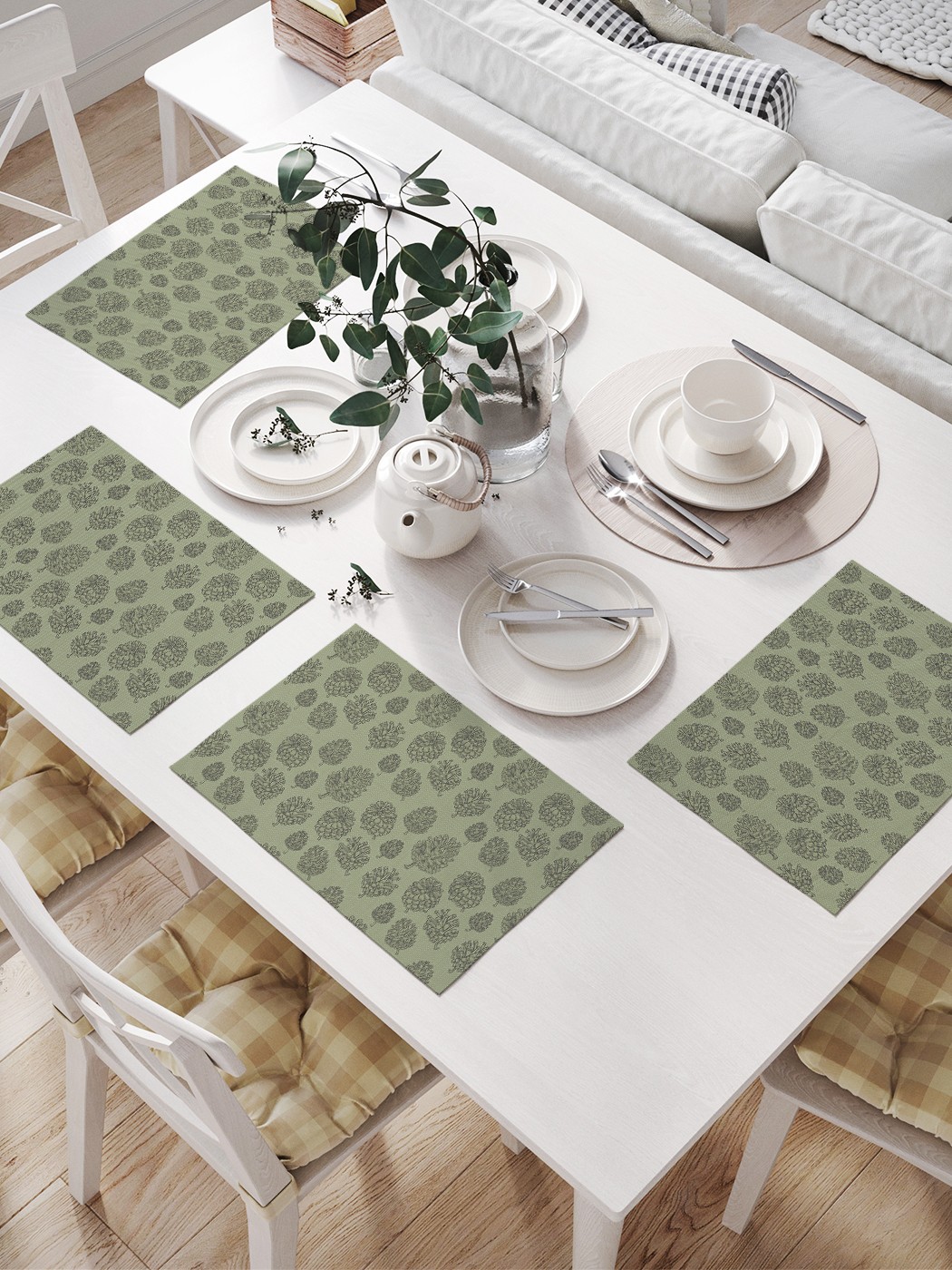 

Комплект салфеток JoyArty "Контурные шишки" для сервировки стола (32х46 см, 4 шт.), Зеленый, Контурные шишки