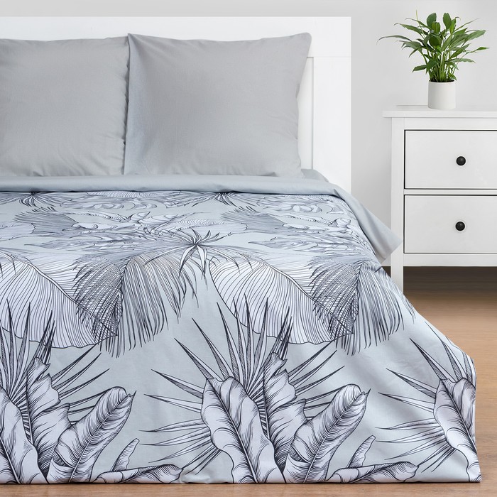 

Постельное бельё Этель 1.5 сп Gray tropics 143х215 см, 150х214 см, 70х70 см - 2 шт