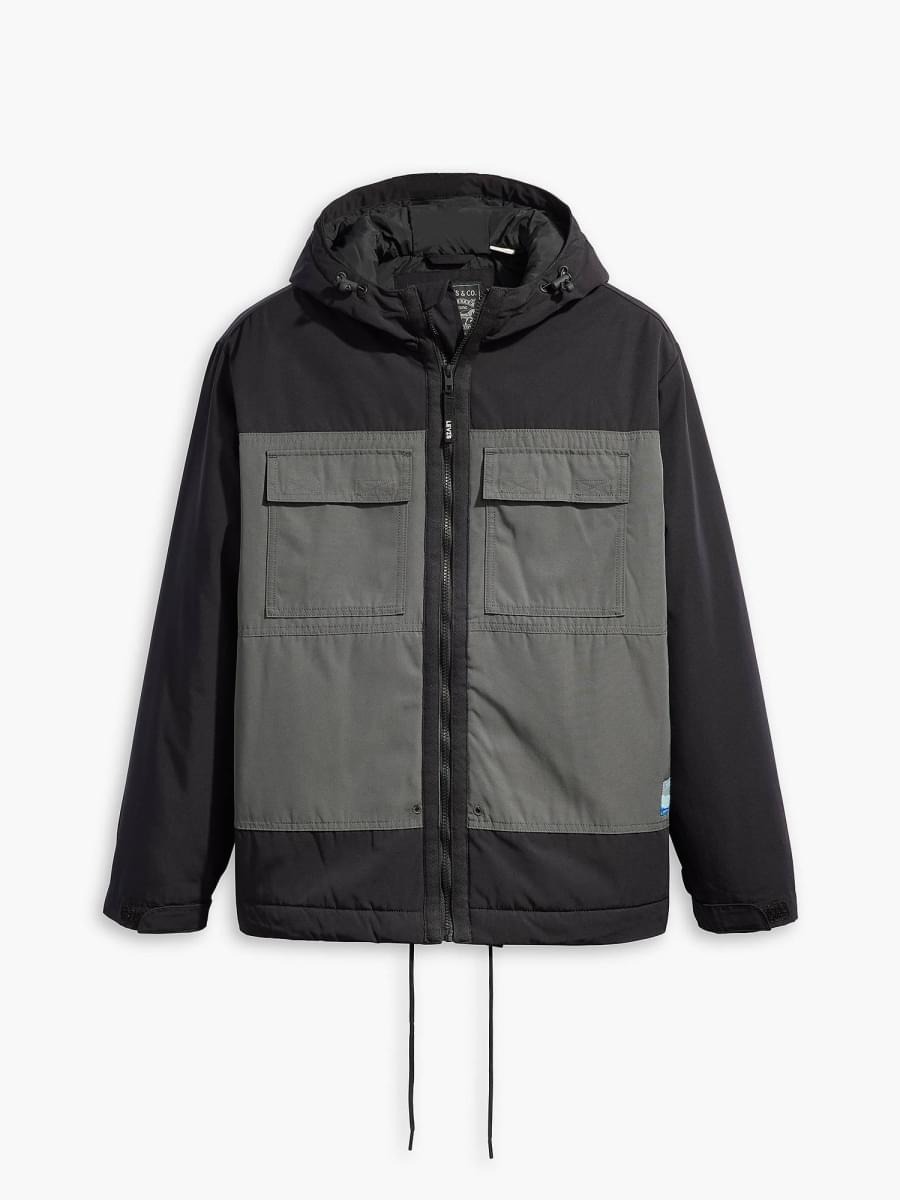 

Куртка мужская LEVIS TAMALPAIS HOODED JACKET METEORITE черная M, Черный, TAMALPAIS HOODED JACKET METEORITE