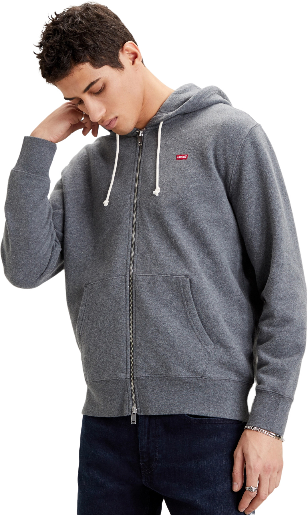 

Толстовка мужская Levi's Men Original Zip-Up Hoodie серая XS, Серый, Men Original Zip-Up Hoodie