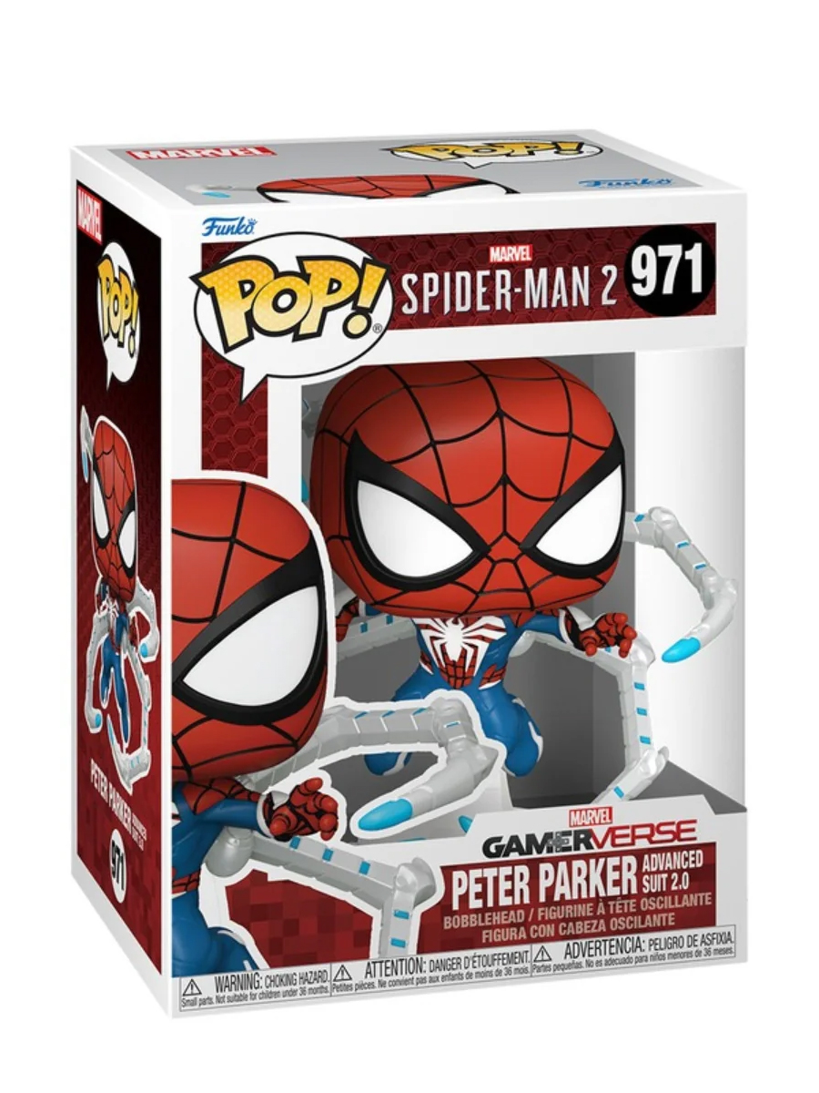 

Фигурка Funko POP! Человек паук 2 Питер Паркер Spider Man 2 №971 головотряс 10,5 см, Белый;красный;синий;черный