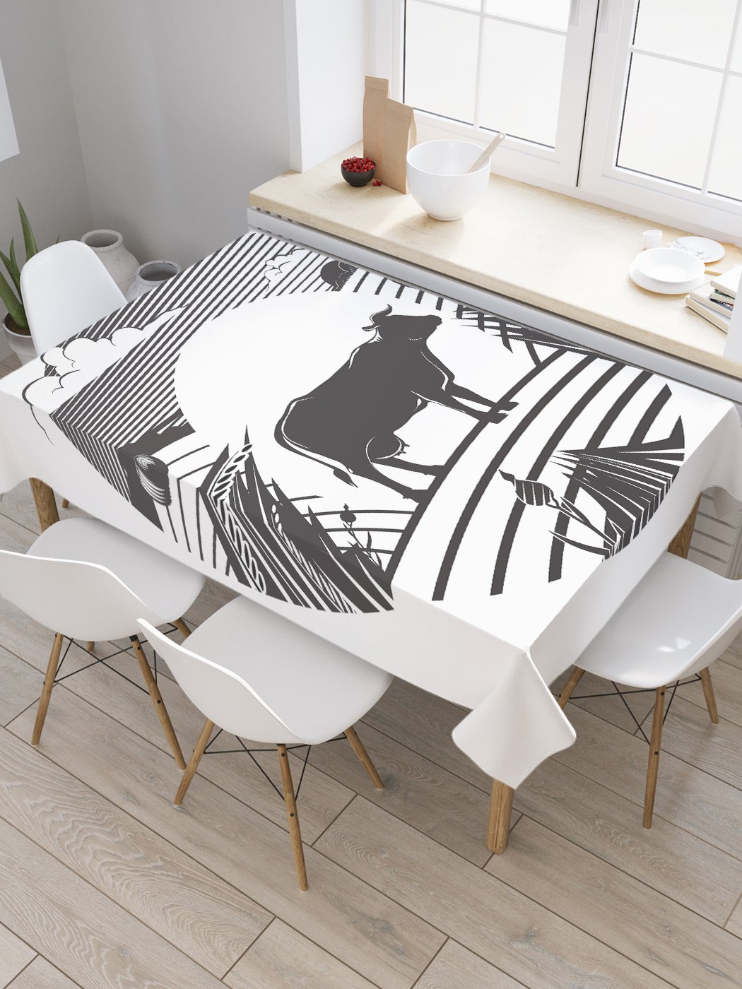 

Скатерть прямоугольная JoyArty "Сельское хозяйство" из сатена, 120x145 см, Серый, Сельское хозяйство